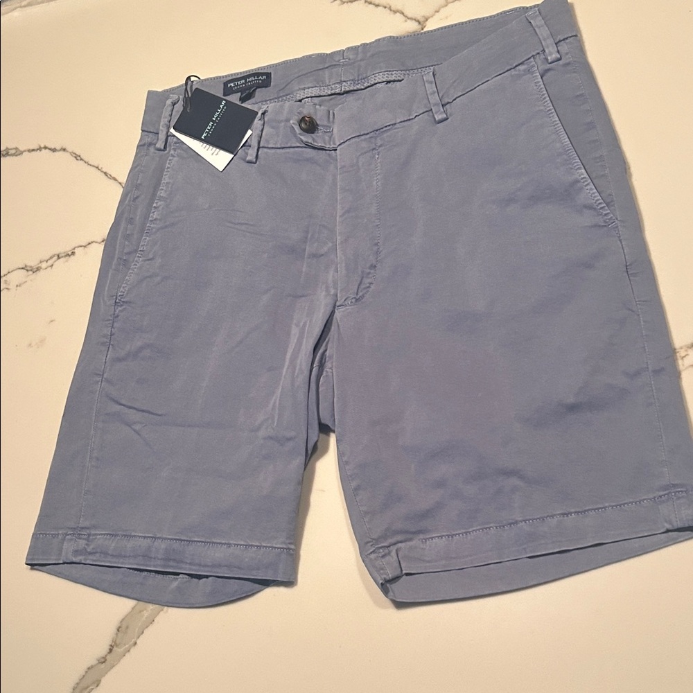 peter millar crown crafted blue shorts mens 32 deep flat front pockets casual